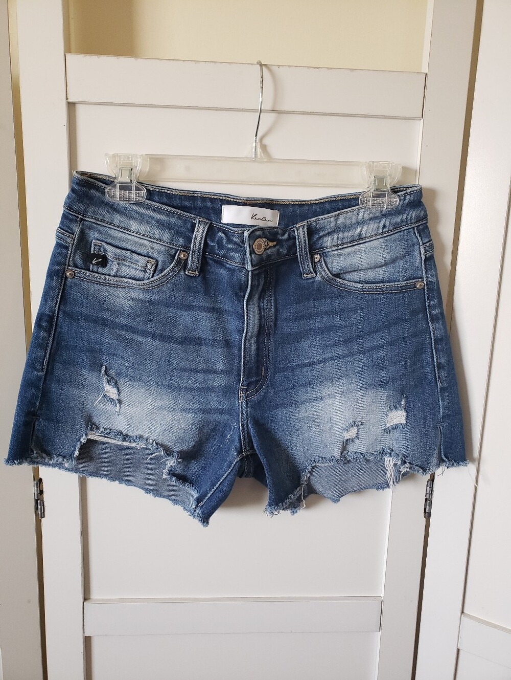 Kancan Women's Shorts Frayed Hem Distressed Denim Shorts Size Large